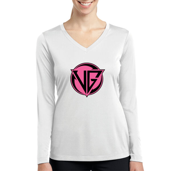 Valley Girls Ladies Long Sleeve PosiCharge Competitor V Neck Tee Thumbnail