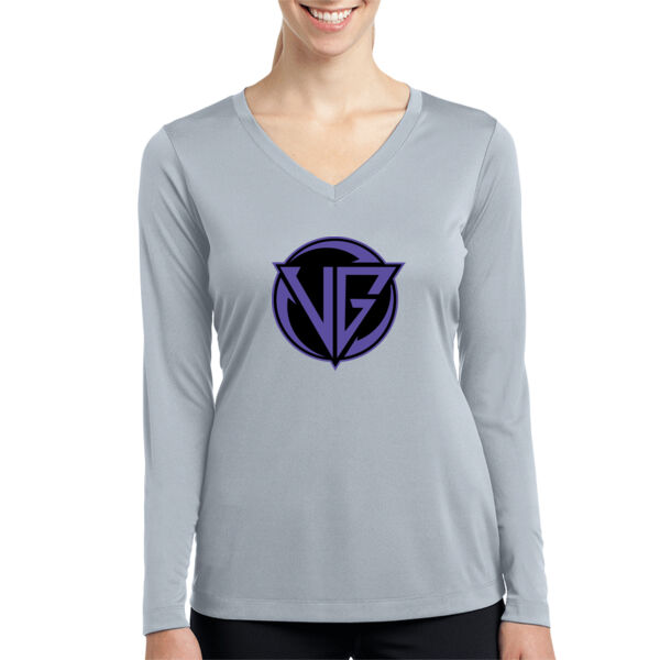 Valley Girls Ladies Long Sleeve PosiCharge Competitor V Neck Tee Thumbnail